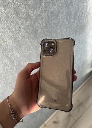 Чехол на айфон 14, кейс iphone 14 прозрачный с блестками