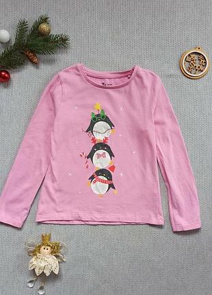 Детский новогодний реглан лонгслив 4-5 лет tu рождественский кофта футболка с длинным рукавом для девочки