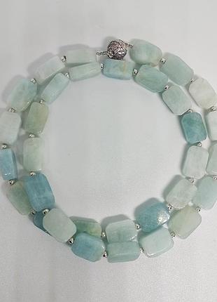 Намисто з натурального каменю аквамарин