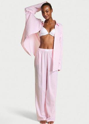 Піжама рожева клітинка сорочка, штани модал оригінал victoria’s secret