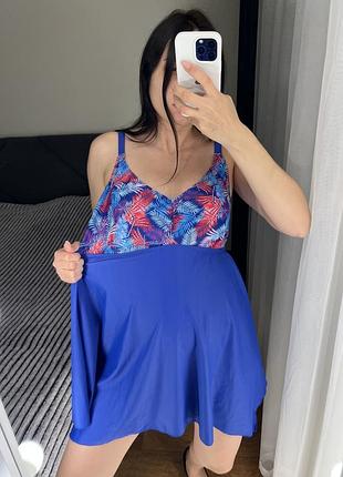 18 розмір батал великий розмір суцільний спільний злитний купальник сукнею платтям зі спідницею