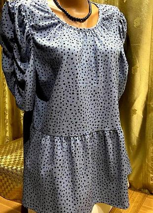 Красивая туника с коротким рукавом18 размер цветочный принт, блестящая/papaya/туречна.