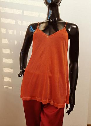 Топ на тонких бретелях шовк трикотаж