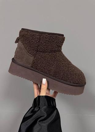 Ugg ultra mini platform teddy dark brown
