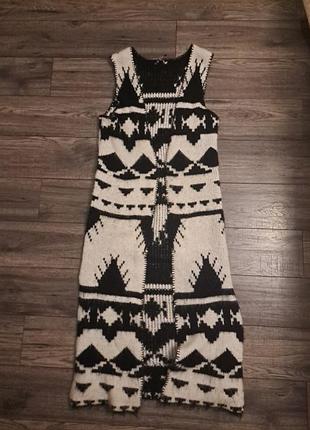 Жилет длинный вязаный очень теплый