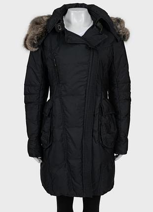 Пуховик ermanno scervino парка чорна з лисицею l-xl