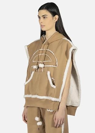 Ugg меховое пончо с капюшоном накидка дубленка батал