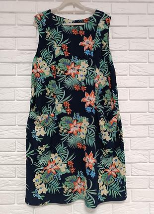 Летний сарафан/платье большой размер с тропическим (гавайским) принтом