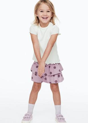 H&m двоярусна спідниця з обтягнутою гумкою на поясі для дівчинки фіолетова 140см(9-10р)