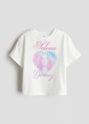 H&amp;m футболка с принтом для девочки белая 158/164см(12-14р)