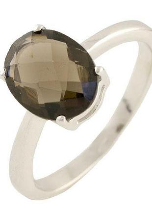 Серебряное кольцо proba с натуральным раухтопазом (дымчатым кварцем), вес изделия 2,66 гр (1186947) 17.5