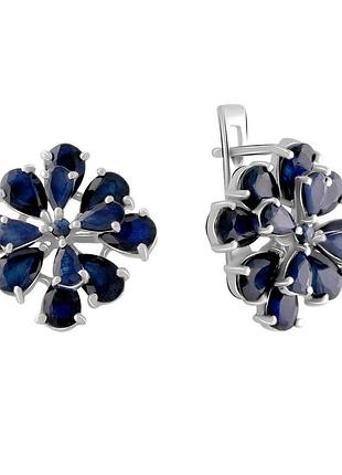 Серебряные серьги proba с натуральным сапфиром 9.6ct (1196847)