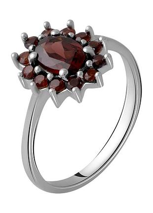 Серебряное кольцо proba с натуральным гранатом 1.5ct, вес изделия 2,47 гр (1965535) 18 размер