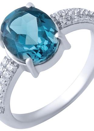 Серебряное кольцо proba с топазом лондон блю, вес изделия 3,16 гр (1917206) 18 размер