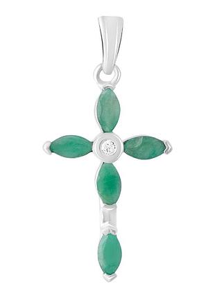 Серебряный крестик proba с изумрудом 1.148ct (2107002)