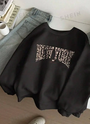 Свитшот кофта женская трехнитка на флисе  с принтом sin1524-2083/2aве