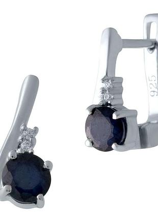 Серебряные серьги proba с натуральным сапфиром 1.294ct (2021933)