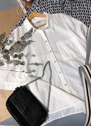 Розкішна натуральна біла блуза прошва