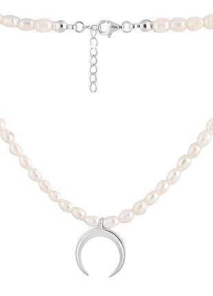 Серебряное колье proba с натуральным жемчугом барочным, вес изделия 15,21 гр (2109327) 400450 размер