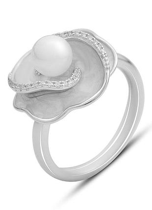 Срібне кільце proba з натуральними перламутром, вага виробу 6,02 г (2175377) 17.5 розмір