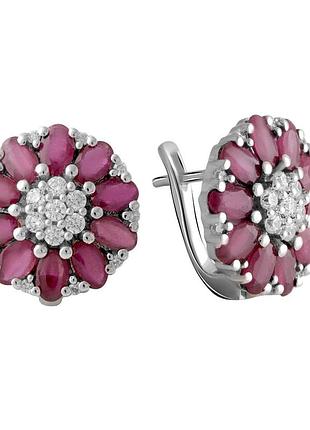 Серебряные серьги proba с натуральным рубином 8.732ct (2058243)