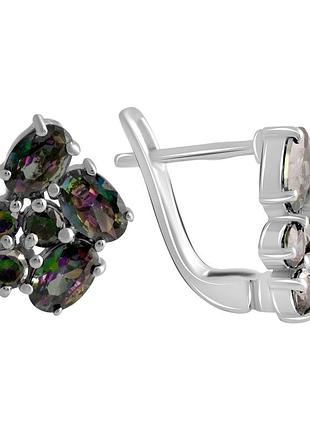 Серебряные серьги proba с мистик топазом 5.054ct (2120759)