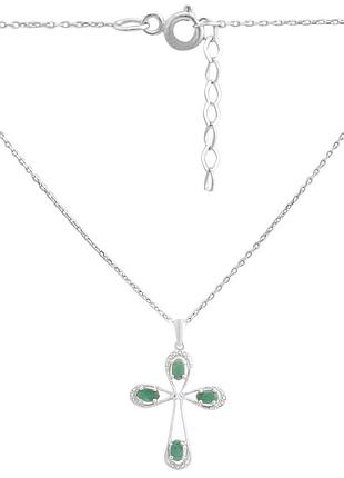 Серебряное колье proba с натуральным изумрудом 0.879ct, вес изделия 3,89 гр (2167655) 450500 размер