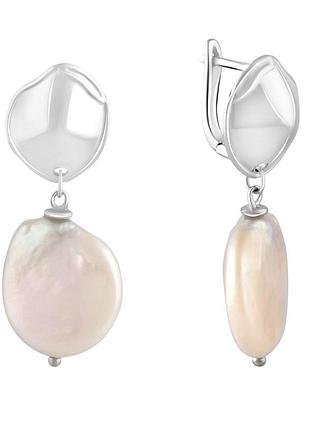 Серебряные серьги proba с натуральным жемчугом барочным 23.855ct (2098706)
