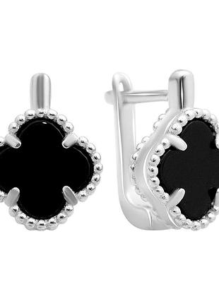 Серебряные серьги proba с натуральным ониксом (60001898)