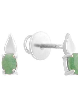 Серебряные серьги proba с натуральным изумрудом 0.405ct (2168614)