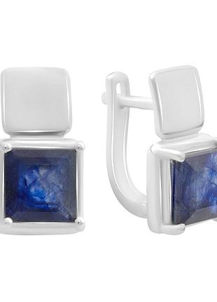 Серебряные серьги proba с натуральным сапфиром 7.2ct (2181132)