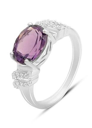 Серебряное кольцо proba с натуральным аметистом 3.593ct, вес изделия 3,05 гр (2163688) 18 размер