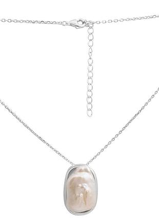 Серебряное колье proba с натуральным жемчугом барочным, вес изделия 14,26 гр (2185314) 500 размер