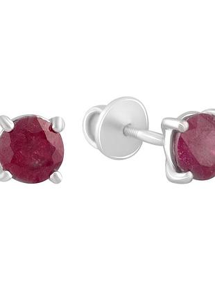 Серебряные серьги proba с натуральным рубином 1.467ct (2123354)