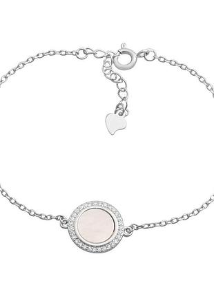 Серебряный браслет proba с натуральным перламутром, фианитами, вес изделия 2,21 гр (2186472) 1720 размер