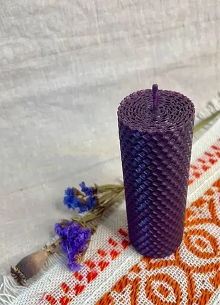 Свеча из натуральной вощины 13х4,5 см, свеча ручной работы, медовая свеча