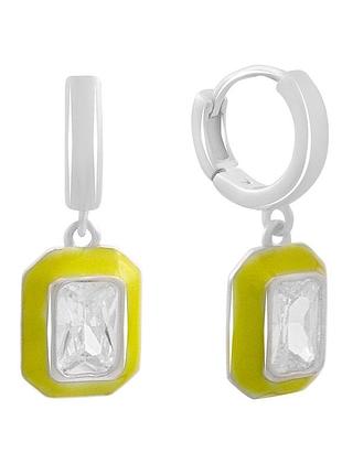 Серебряные серьги proba с фианитами, емаллю (60002245)