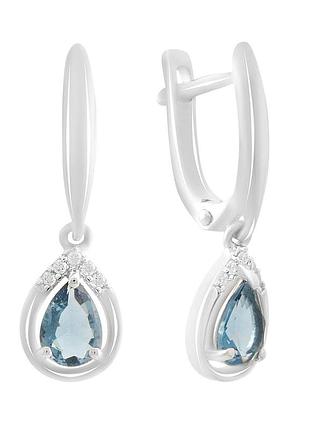 Серебряные серьги proba с топазом лондон блю 1.068ct (2188582)