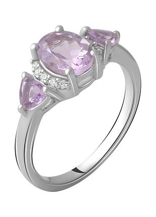 Серебряное кольцо proba с натуральным аметистом 1.05ct, вес изделия 2,87 гр (2060550) 18 размер