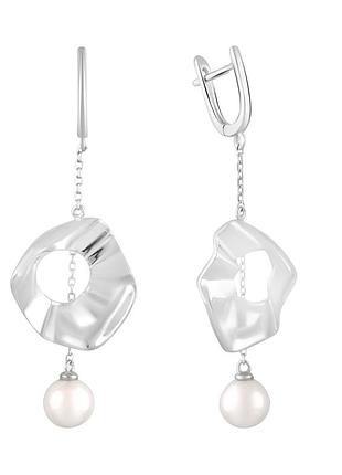 Серебряные серьги proba с искусственным жемчугом (2106418)