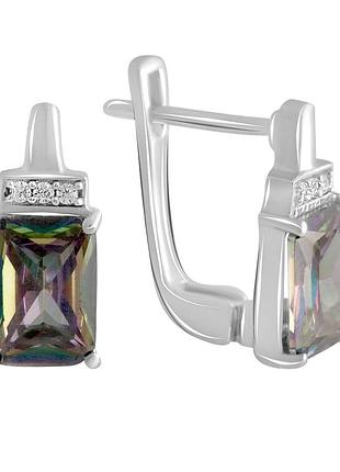 Серебряные серьги proba с мистик топазом 4.902ct (2120742)