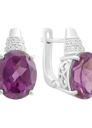 Серебряные серьги proba с александритом 11.793ct, фианитами (2187585)