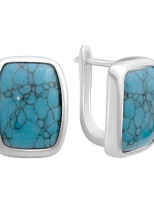 Серебряные серьги proba с бирюзой (2176572)