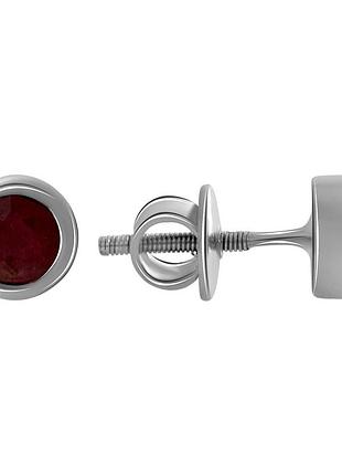 Серебряные серьги proba с натуральным рубином 1.467ct (2007005)