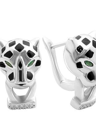 Серебряные серьги proba с фианитами, емаллю (2152347)
