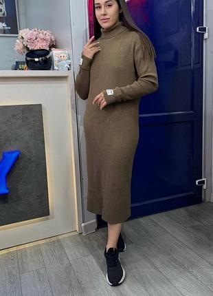 Базова сукня міді в рубчик  тепла сукня гольф