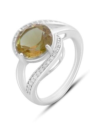 Серебряное кольцо proba с султанит султанитом 4.053ct, фианитами, вес изделия 4,55 гр (2171430) 17 размер