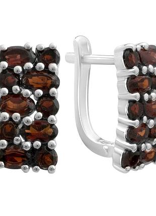 Серебряные серьги proba с натуральным гранатом 4.825ct (2181934)