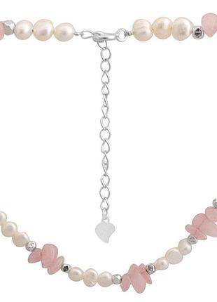 Серебряное колье proba с натуральным жемчугом барочным, кварцем, вес изделия 19,7 гр (2184898) 400450 размер