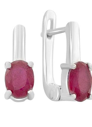 Серебряные серьги proba с натуральным рубином 2.04ct (2165132)